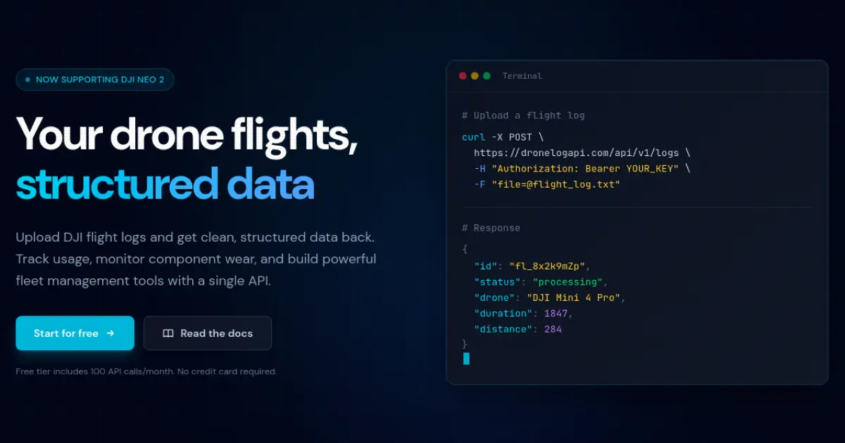 Dronelog API — Drone Flight Data, Structured